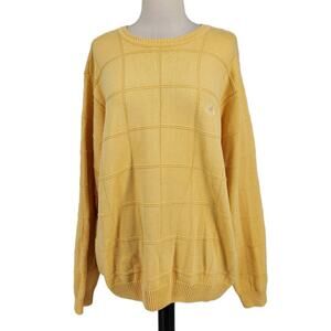 Vintage Izod Knit Sweater – Yellow Windowpane – Size L
